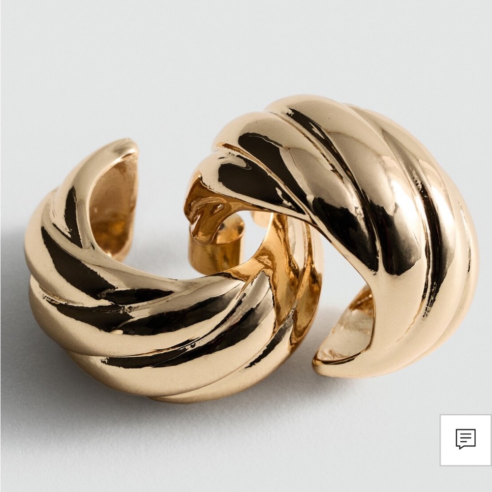 Intertwined Hoop Earrings Gold-Tone MNG (Mango) New